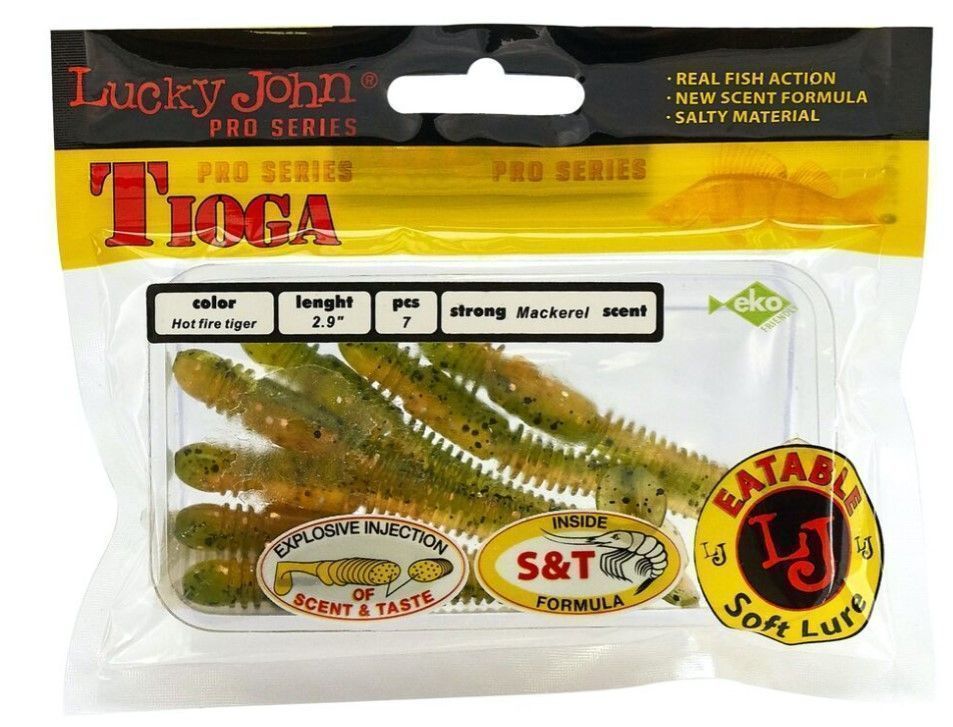Силиконовая приманка Lucky John Tioga 2.9in 75 мм 7 шт T51 Pro Series  140103-T51 — крупный план
	                                    2