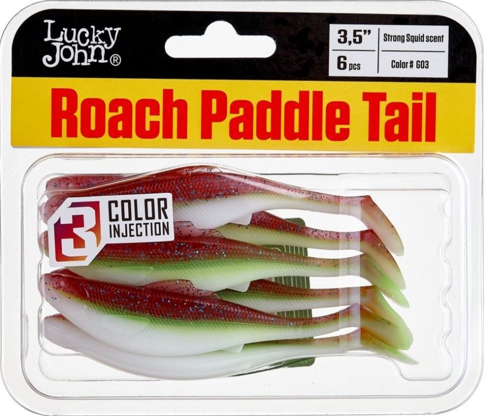 Силиконовая приманка Lucky John Roach Paddle Tail 3.5in 89 мм 6 шт G03 Pro Series  140180-G03 — крупный план
	                                    2