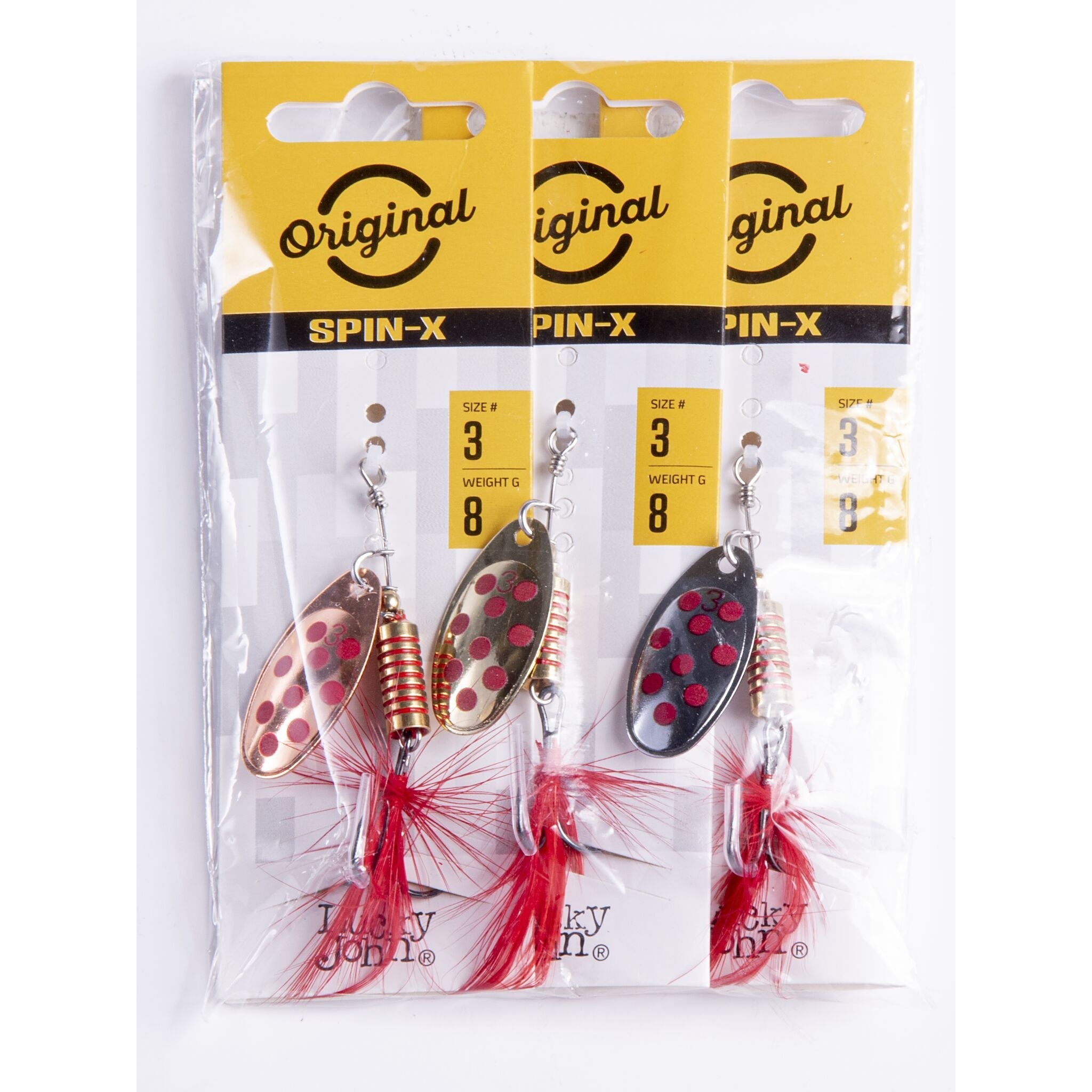 Вращающаяся Блесна Lucky John Spin-X Round №3 8 гр 001SET CR GR SR Набор 3 шт.  LJSR03-001SET — крупный план
	                                    2
