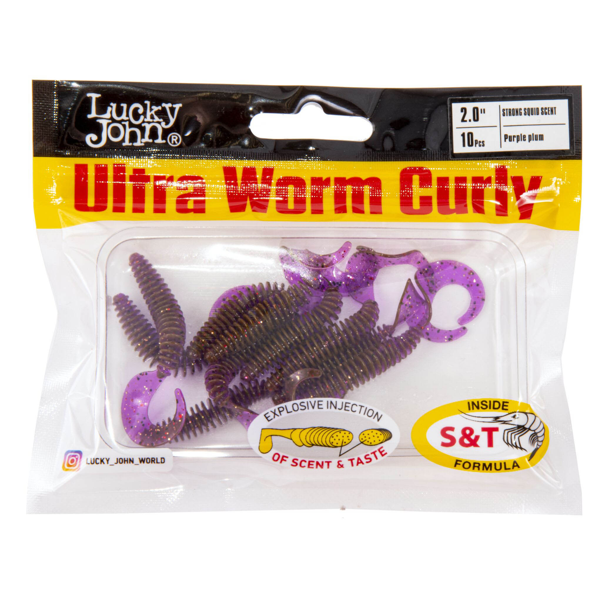 Силиконовая приманка Lucky John Ultraworm Curly 2.0in 50 мм 9 шт S13 Pro Series  140198-S13 — крупный план
	                                    2