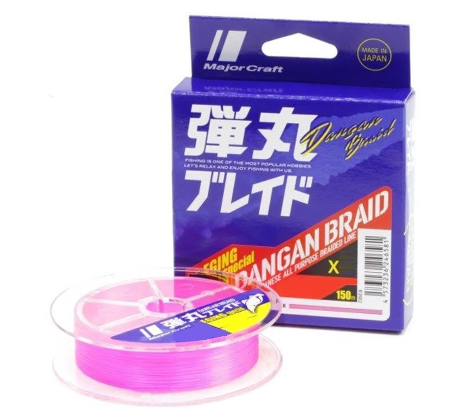 Плетеный шнур Major Craft Dangan Braid X4 150 м  PE # 0,4 Розовый 0,104 мм   DBE4-150/0.4PK — характеристики,
	                                    особенности конструкции