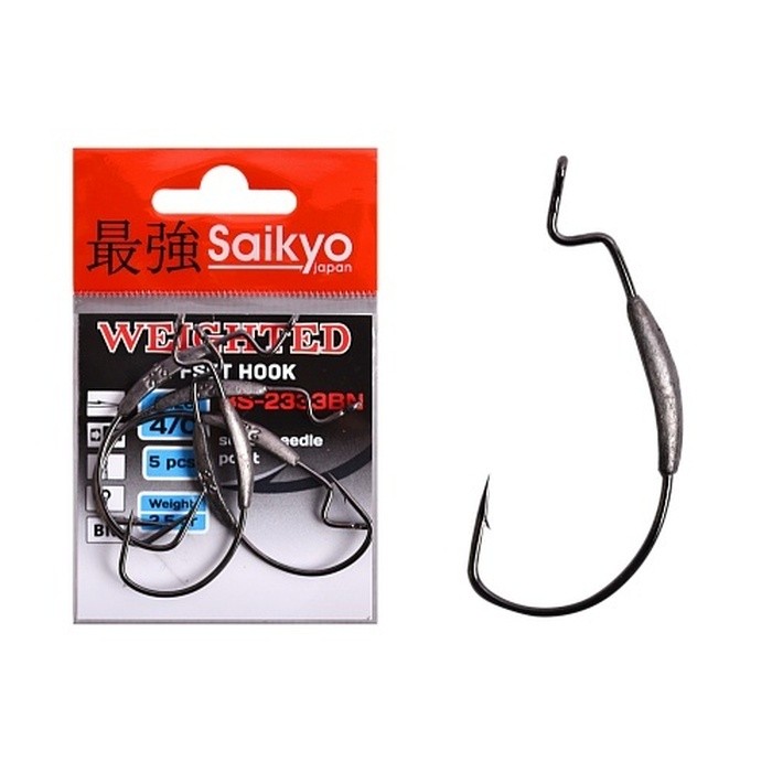 Крючок Офсетный Saikyo BS-2333 Weighted №4/0 5 шт BN   BS-2333BN4/0-5 — характеристики,  особенности конструкции