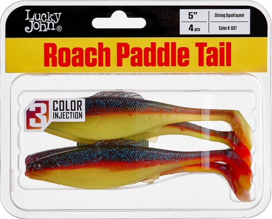 Силиконовая приманка Lucky John Roach Paddle Tail 5.0in 127 мм 4 шт G07 Pro Series  140181-G07 — крупный план
	                                    2