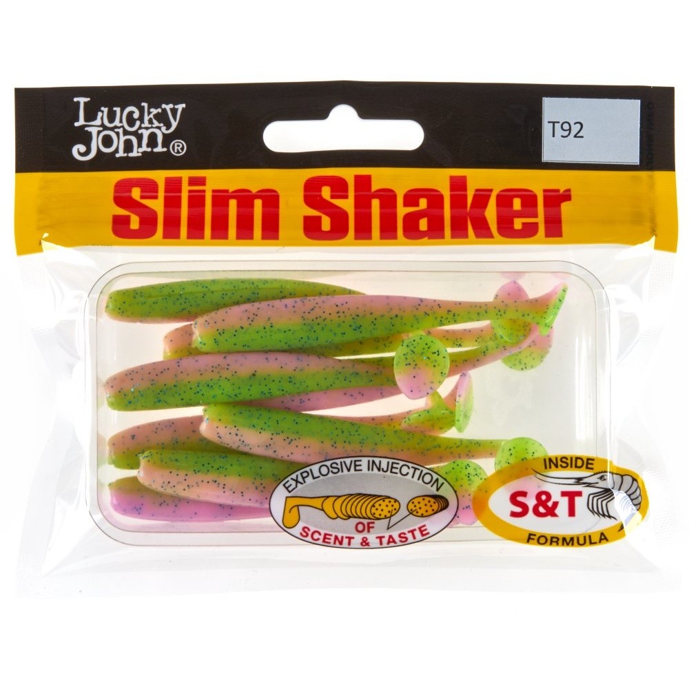 Силиконовая приманка Lucky John Slim Shaker 3in 76 мм 9 шт T92 Pro Series  140182-T92 — крупный план
	                                    2