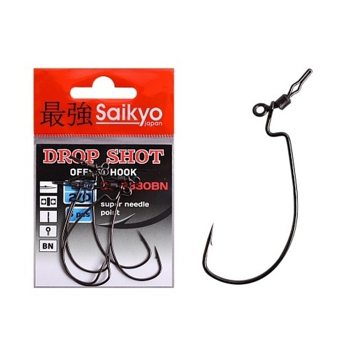 Крючок Офсетный Saikyo BS-2330 Drop Shot №2/0 5 шт BN   BS-2330BN2/0-5 — характеристики,  особенности конструкции