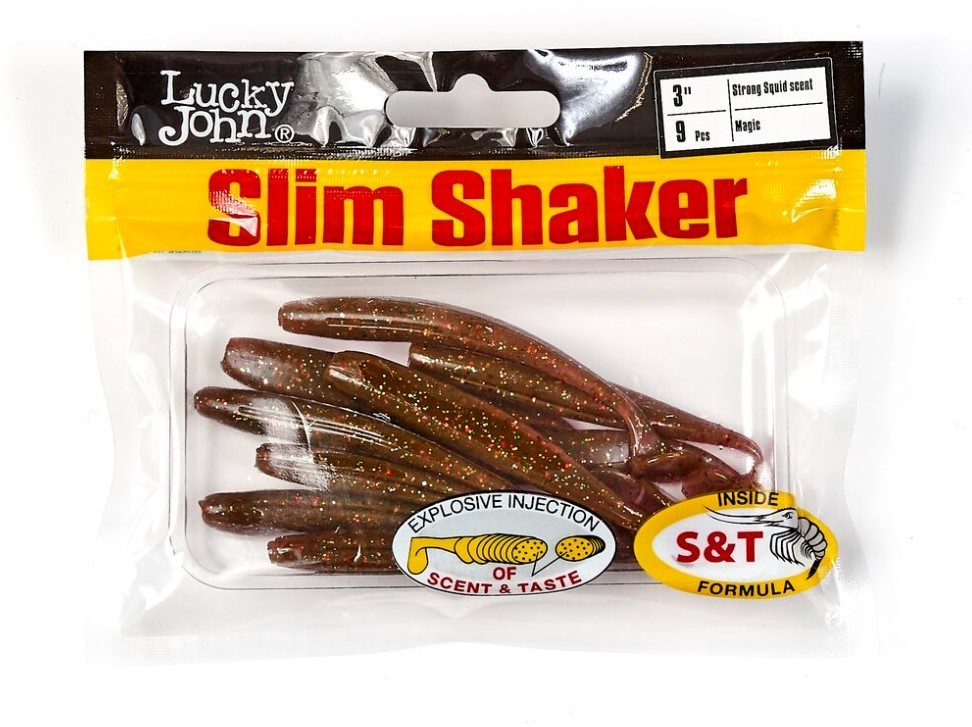 Силиконовая приманка Lucky John Slim Shaker 3in 76 мм 9 шт S14 Pro Series  140182-S14 — крупный план
	                                    2