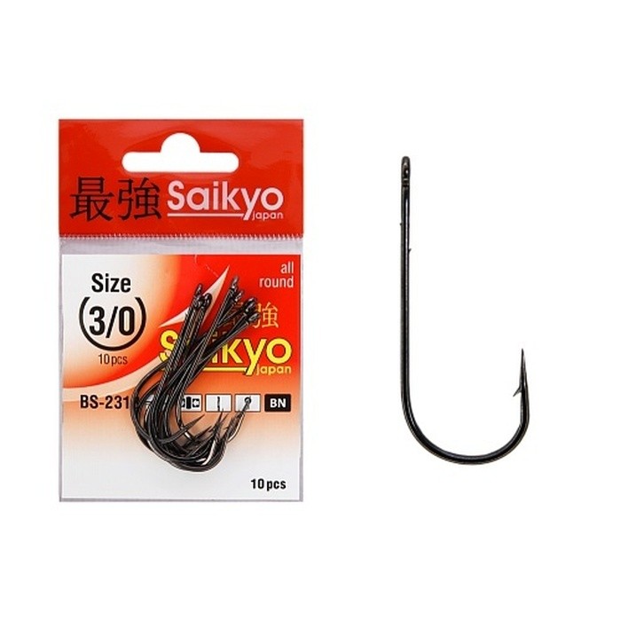 Крючок Одинарный Saikyo BS-2313 №3/0 10 шт BN   BS-2313BN3/0-10 — характеристики,  особенности конструкции