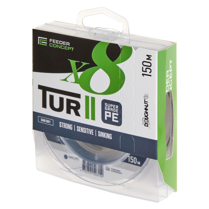 Плетеный шнур Feeder Concept Tur II X8 Braid 150 м  PE # 1,2 Dark Grey 0,18 мм   FC4930-018 — характеристики,
	                                    особенности конструкции