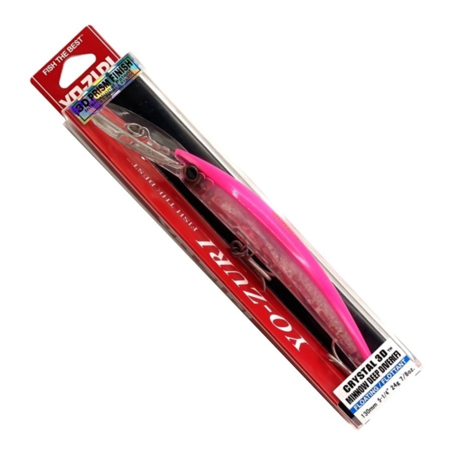 Воблер Yo-Zuri Crystal 3D Minnow Deep Diver 130F PK Florescent Pink 24 гр   F1153-PK — крупный план
	                                    1