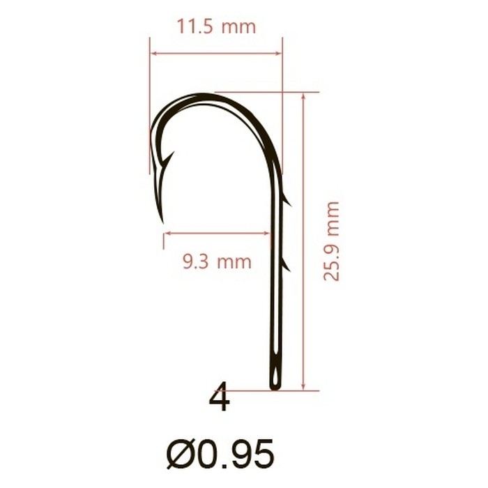 Крючок Одинарный Saikyo KH-11014 Bait Holder №4 10 шт BN   KH-11014BN4-10 — крупный план
	                                    2