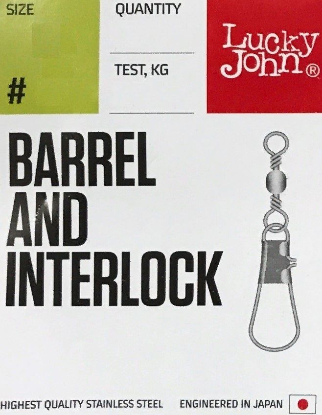 Вертлюг с застежкой Lucky John Barrel And Interlock №016 10 шт Black Pro Series  LJP5103-016 — крупный план
	                                    2