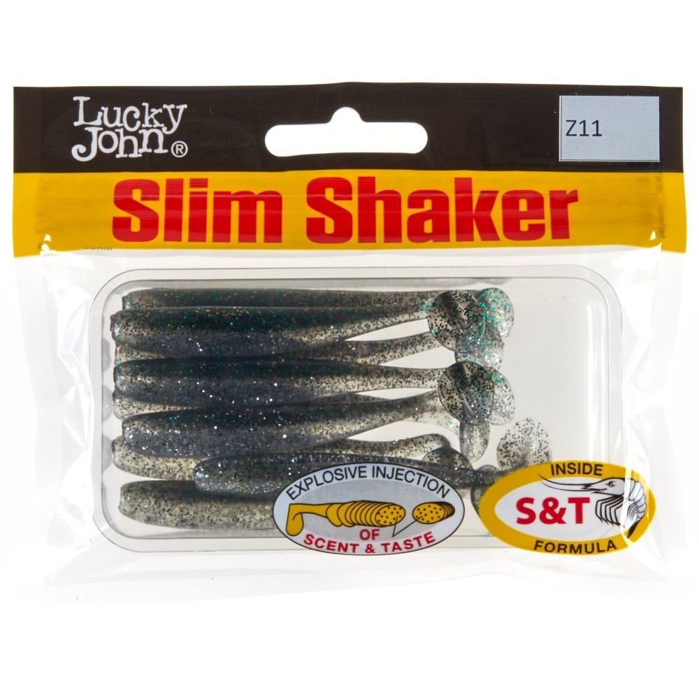 Силиконовая приманка Lucky John Slim Shaker 3in 76 мм 9 шт Z11 Pro Series  140182-Z11 — крупный план
	                                    2