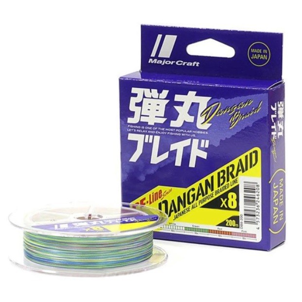 Плетеный шнур Major Craft Dangan Braid X8 200 м  PE # 1 Мультиколор 0,13 мм   DB8-200/1MC — характеристики,
	                                    особенности конструкции