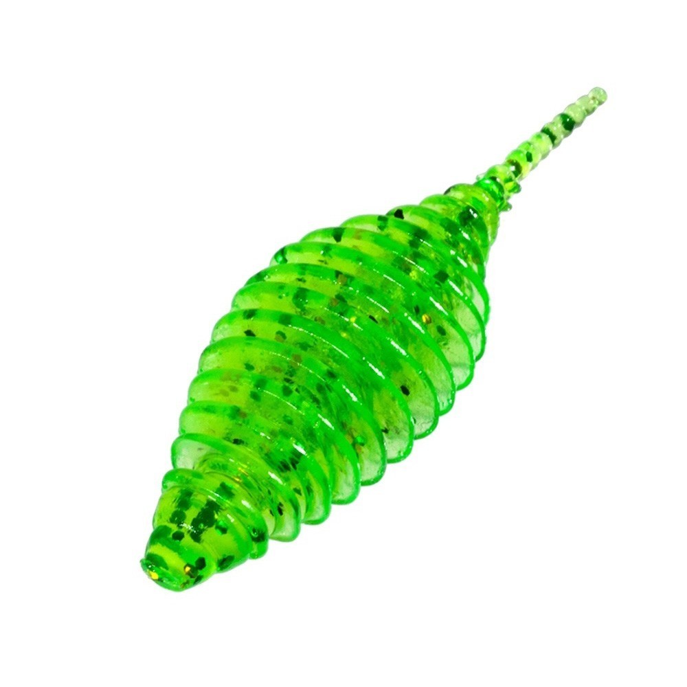 Силиконовая приманка ZUB Pollywog 40 мм 12 шт 351 шартрез с блестками   LVR013 — крупный план
	                                    1