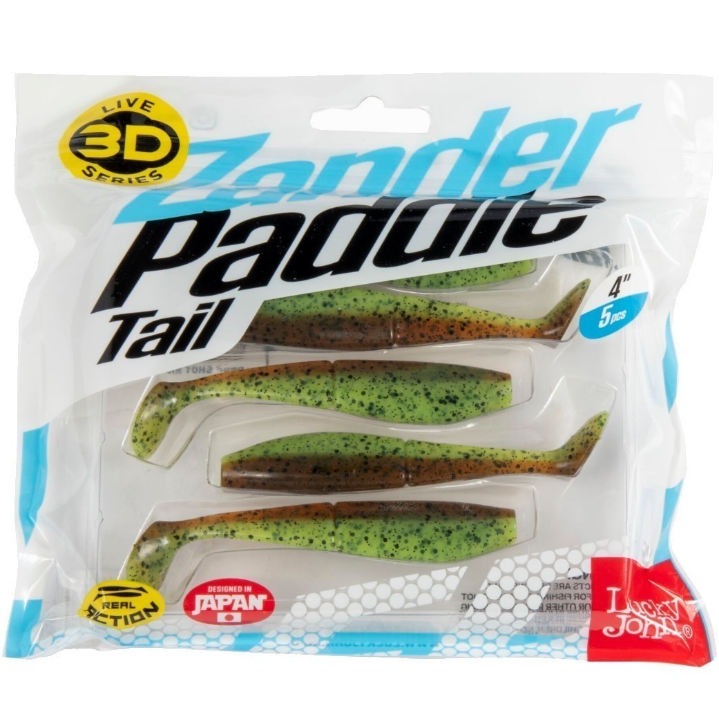 Силиконовая приманка Lucky John Zander Paddle Tail 4.0in 100 мм 5 шт Z15 3D Series  140429-Z15 — крупный план
	                                    2