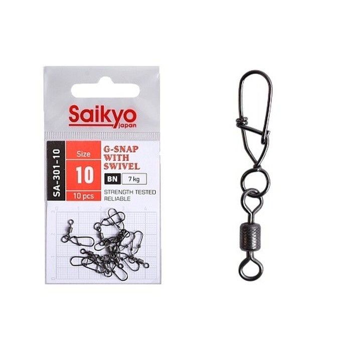 Вертлюг с застежкой Saikyo SA-301 №10 10 шт BN   SA-301-10 — характеристики,  особенности конструкции