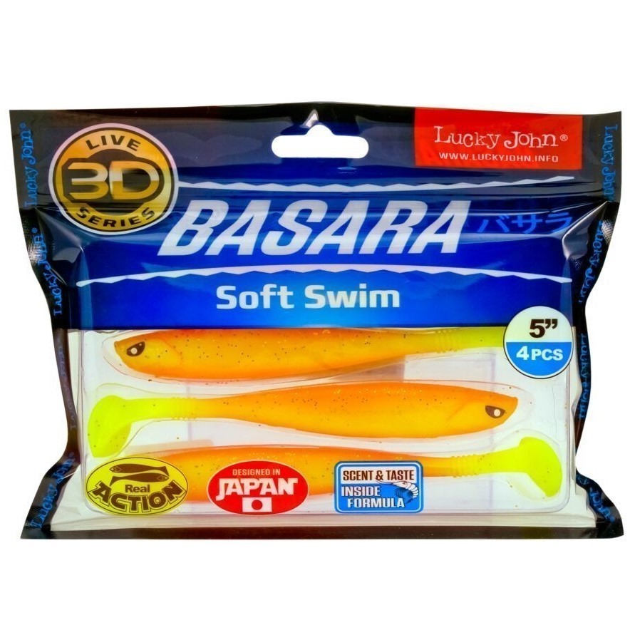 Силиконовая приманка Lucky John Basara Soft Swim 5.0in 127 мм 4 шт PG03 3D Series  140404-PG03 — крупный план
	                                    2