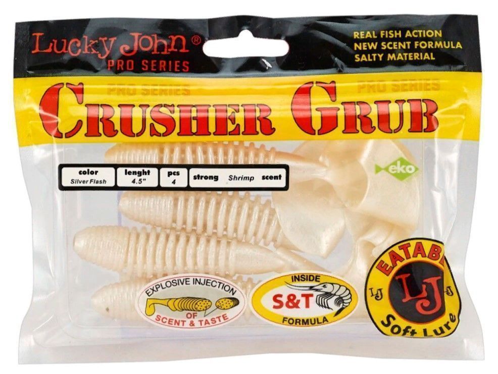 Силиконовая приманка Lucky John Crusher Grub 4.5in 114 мм 4 шт 026 Pro Series  140158-026 — крупный план
	                                    2
