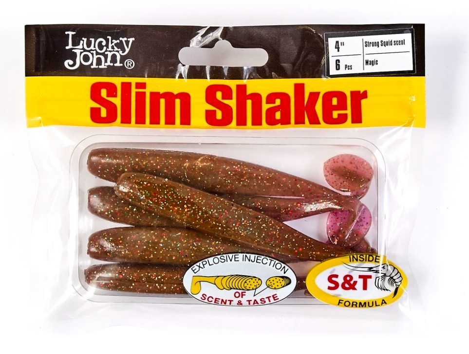 Силиконовая приманка Lucky John Slim Shaker 4in 100 мм 6 шт S14 Pro Series  140183-S14 — крупный план
	                                    2