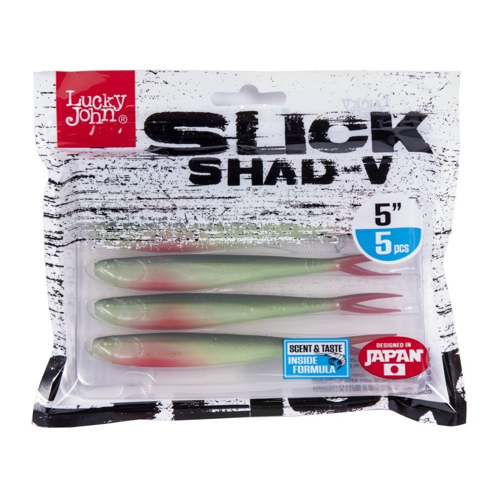 Силиконовая приманка Lucky John Slick Shad-V 5.0in 127 мм 5 шт Z23 3D Series  140423-Z23 — крупный план
	                                    2
