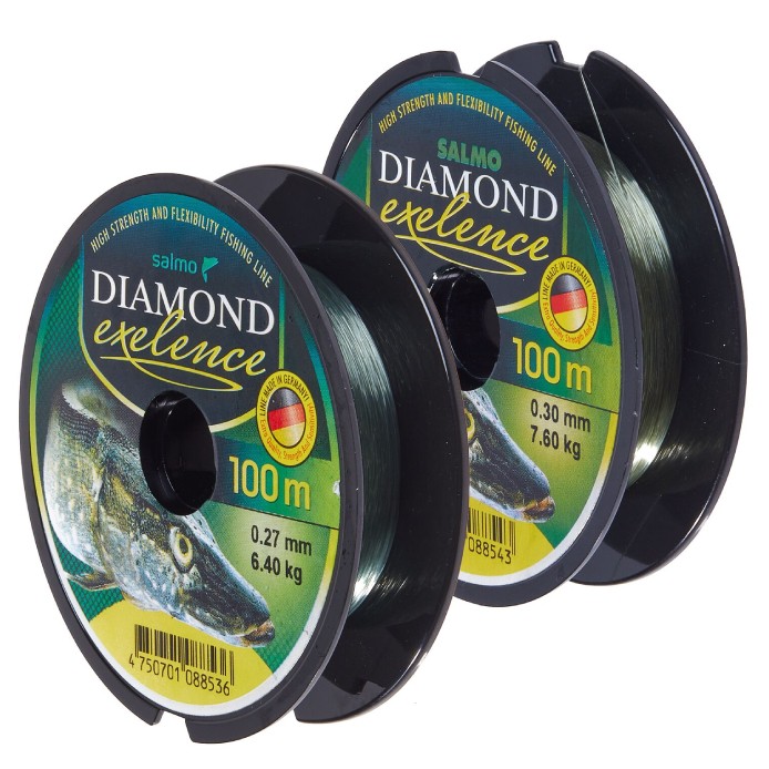 Леска монофильная Salmo Diamond Exelence 100 м 0,3 мм  2 штук, диам: 0,27; 0,3   4027TCBF-SET — характеристики,
	                                    особенности конструкции