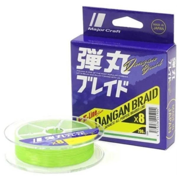 Плетеный шнур Major Craft Dangan Braid X8 200 м  PE # 2 Зелёный 0,2 мм   DB8-200/ 2 GR — характеристики,
	                                    особенности конструкции