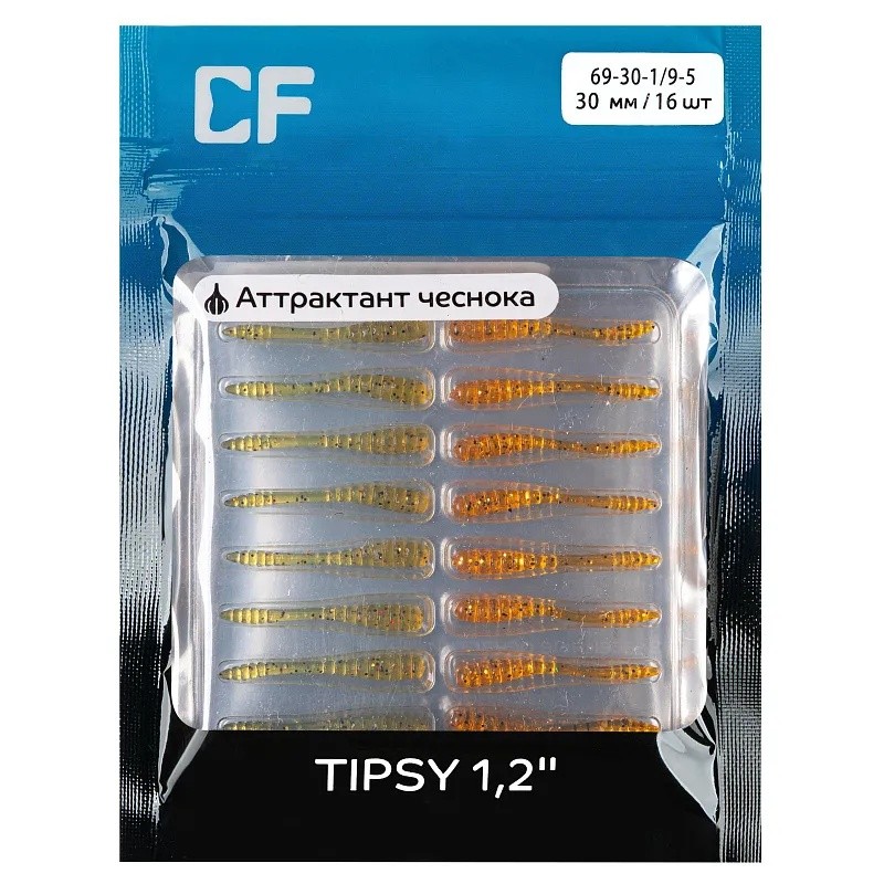 Силиконовая приманка CF Tipsy 1.2 30 мм 16 шт 1/9   69-30-1/9-5 — крупный план
	                                    1
