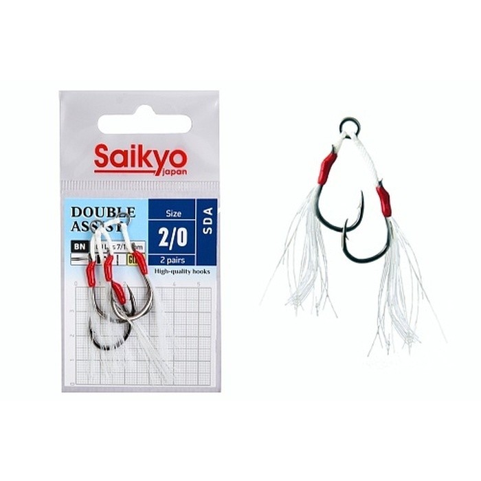 Крючок Ассист Saikyo Double Assist Sda №2/0 2 шт GLOW   SDA-2/0-2 — характеристики,  особенности конструкции