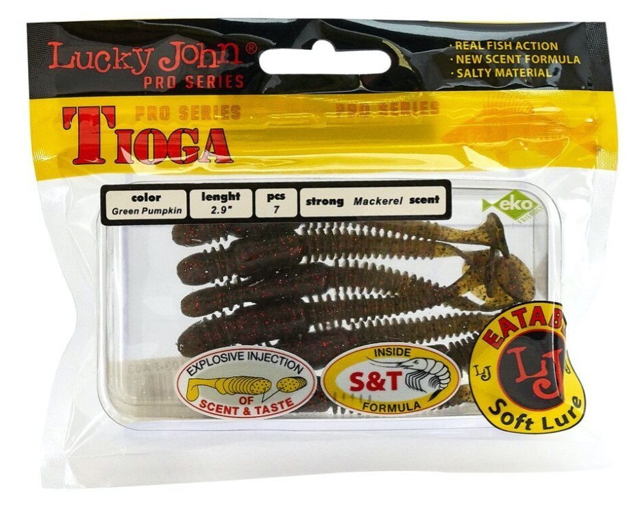 Силиконовая приманка Lucky John Tioga 2.9in 75 мм 7 шт PA03 Pro Series  140103-PA03 — крупный план
	                                    2