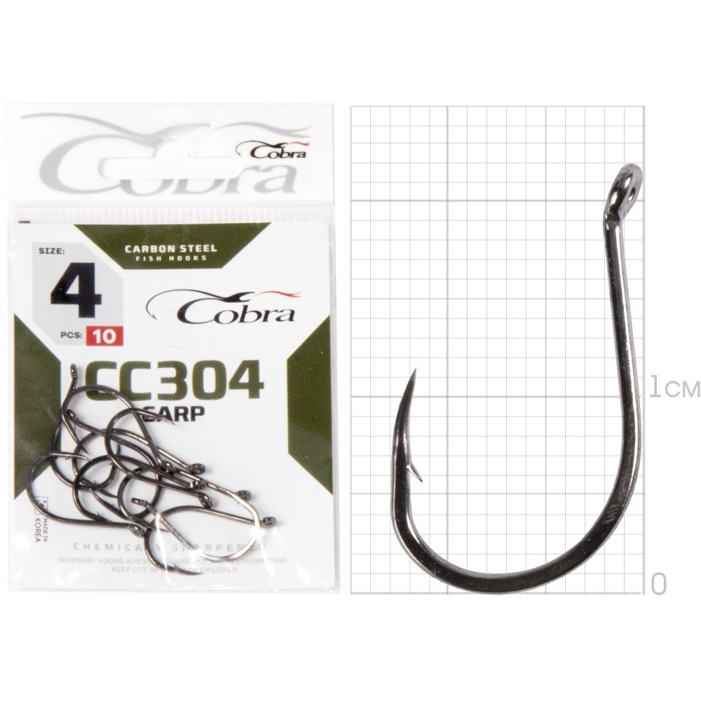 Крючок Одинарный Cobra Carp Chinu CC304 №4 10 шт    CC304-004 — характеристики,  особенности конструкции