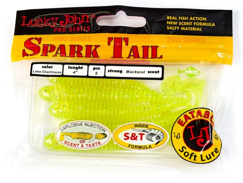 Силиконовая приманка Lucky John Spark Tail 4.0in 101 мм 5 шт 071 Pro Series  140168-071 — крупный план
	                                    2