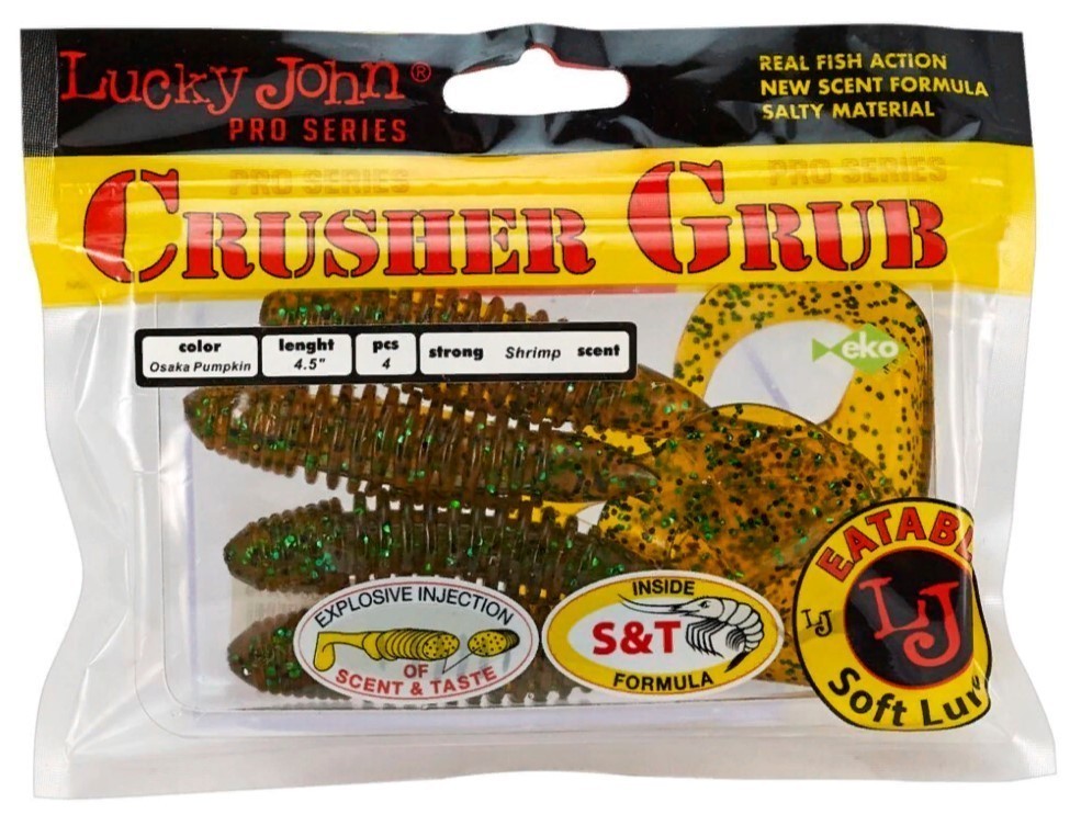 Силиконовая приманка Lucky John Crusher Grub 4.5in 114 мм 4 шт PA19 Pro Series  140158-PA19 — крупный план
	                                    2