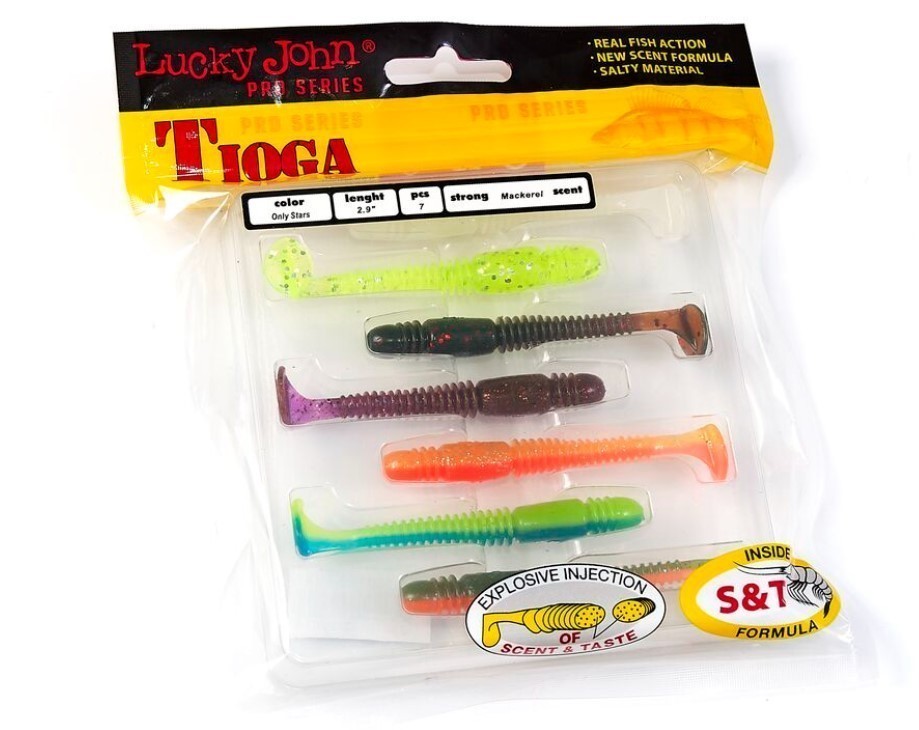 Силиконовая приманка Lucky John Tioga 2.9in 75 мм 7 шт MIX1 Pro Series  140103-MIX1 — крупный план
	                                    1