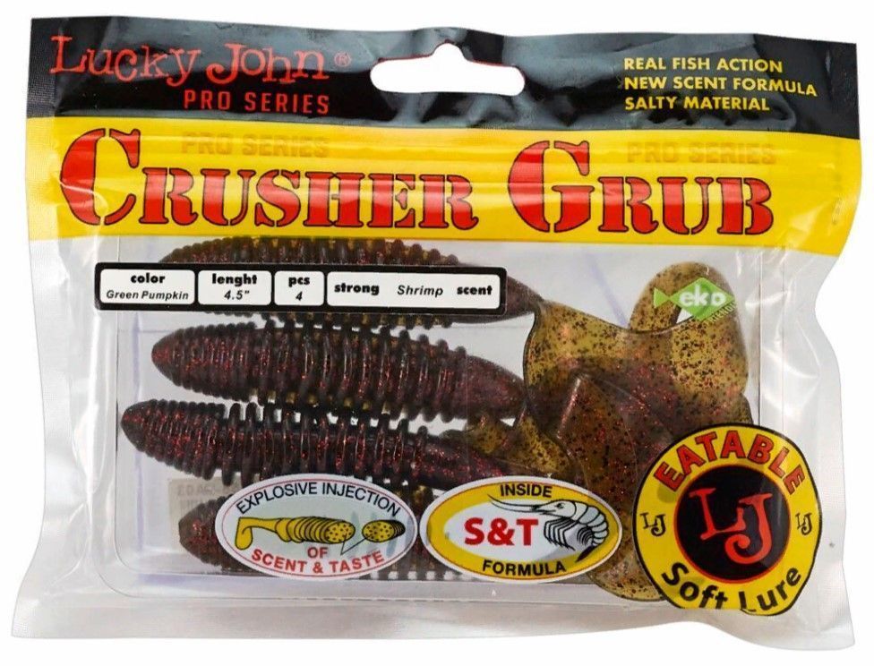 Силиконовая приманка Lucky John Crusher Grub 4.5in 114 мм 4 шт PA03 Pro Series  140158-PA03 — крупный план
	                                    2
