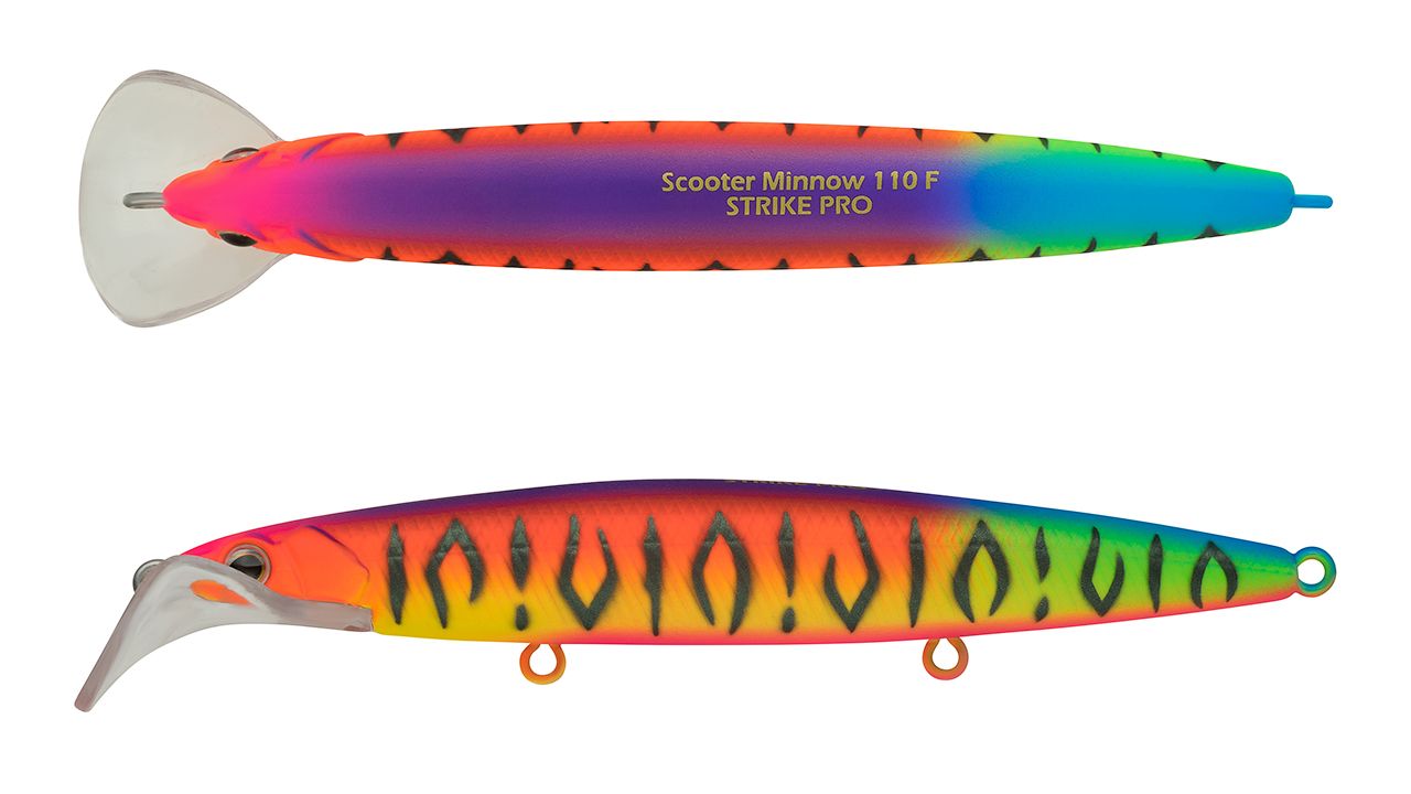 Воблер Strike Pro Scooter Minnow 110F A244S Parrot Mat Tiger 11,8 гр   EG-186F#A244S — крупный план
	                                    1