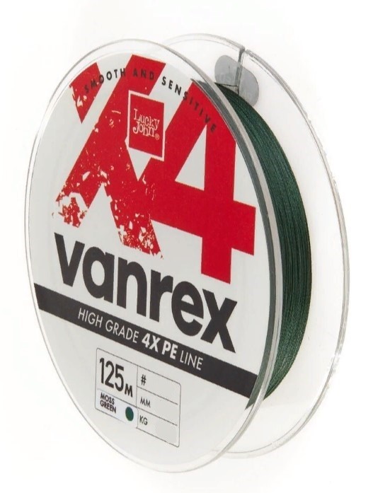 Плетеный шнур Lucky John Vanrex х4 Braid 125 м  PE # 0,6 Moss Green 0,12 мм   LJ4114-012 — характеристики,
	                                    особенности конструкции