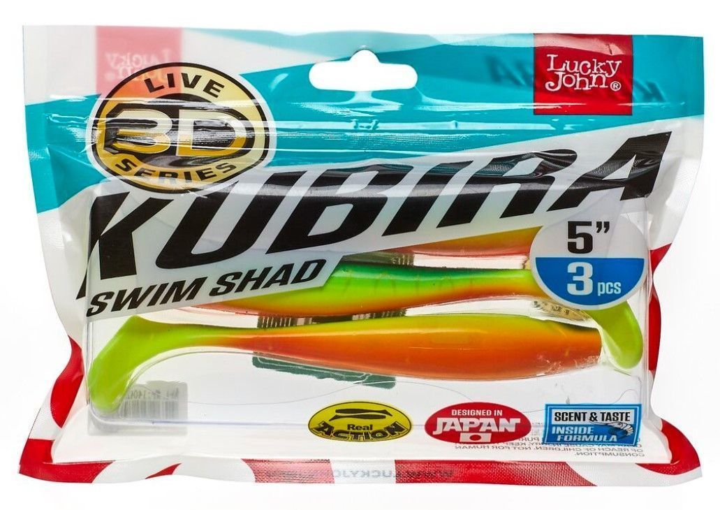 Силиконовая приманка Lucky John Kubira Swim Shad 5.0in 125 мм 3 шт PG02 3D Series  140420-PG02 — крупный план
	                                    1