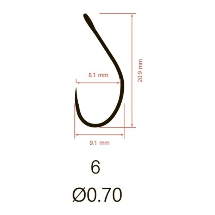 Крючок Одинарный Saikyo KH-10096 Barbless №6 10 шт BN   KH-10096BN6-10 — крупный план
	                                    1