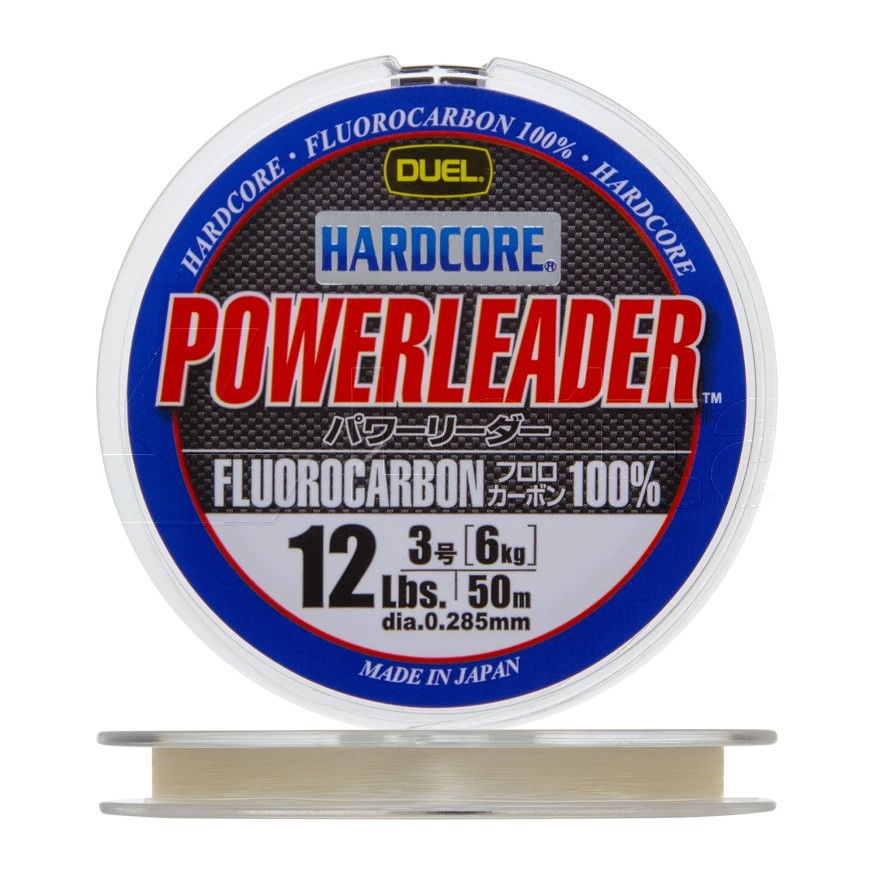 Флюорокарбон Duel Hardcore Powerleader FC Fluorocarbon 100% 50 м 0,285 мм    H3338 — характеристики,  особенности конструкции