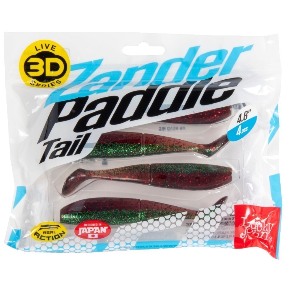 Силиконовая приманка Lucky John Zander Paddle Tail 4.8in 120 мм 4 шт Z14 3D Series  140430-Z14 — крупный план
	                                    2