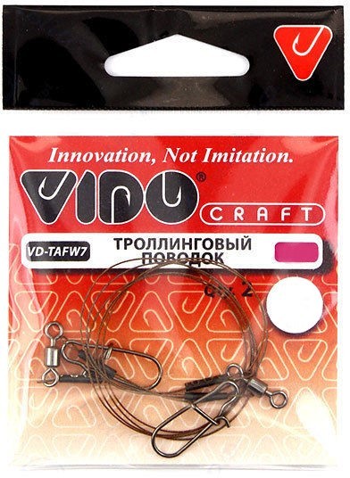 Поводок Vido Craft Троллинговый 75 см 18 кг  0,38 мм  2 шт   VD-TAFW7-038-18-75 — характеристики,
	                                    особенности конструкции