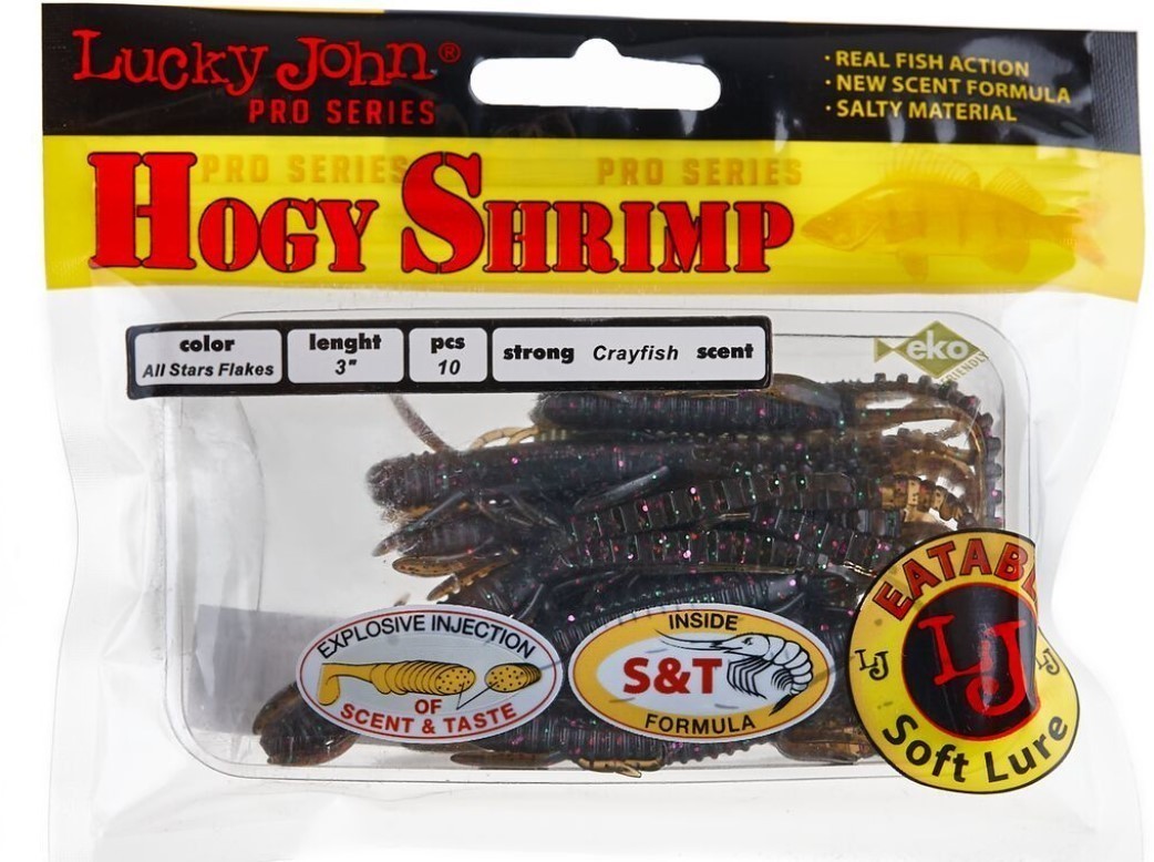 Силиконовая приманка Lucky John Hogy Shrimp 3.0in 76 мм 10 шт S21 Pro Series  140140-S21 — крупный план
	                                    2