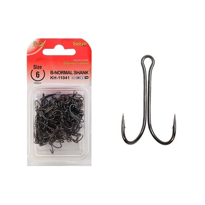 Крючок Двойной Saikyo  KH-11041 Normal Shank №6 100 шт BN   KH-11041-6-100 — характеристики,  особенности конструкции