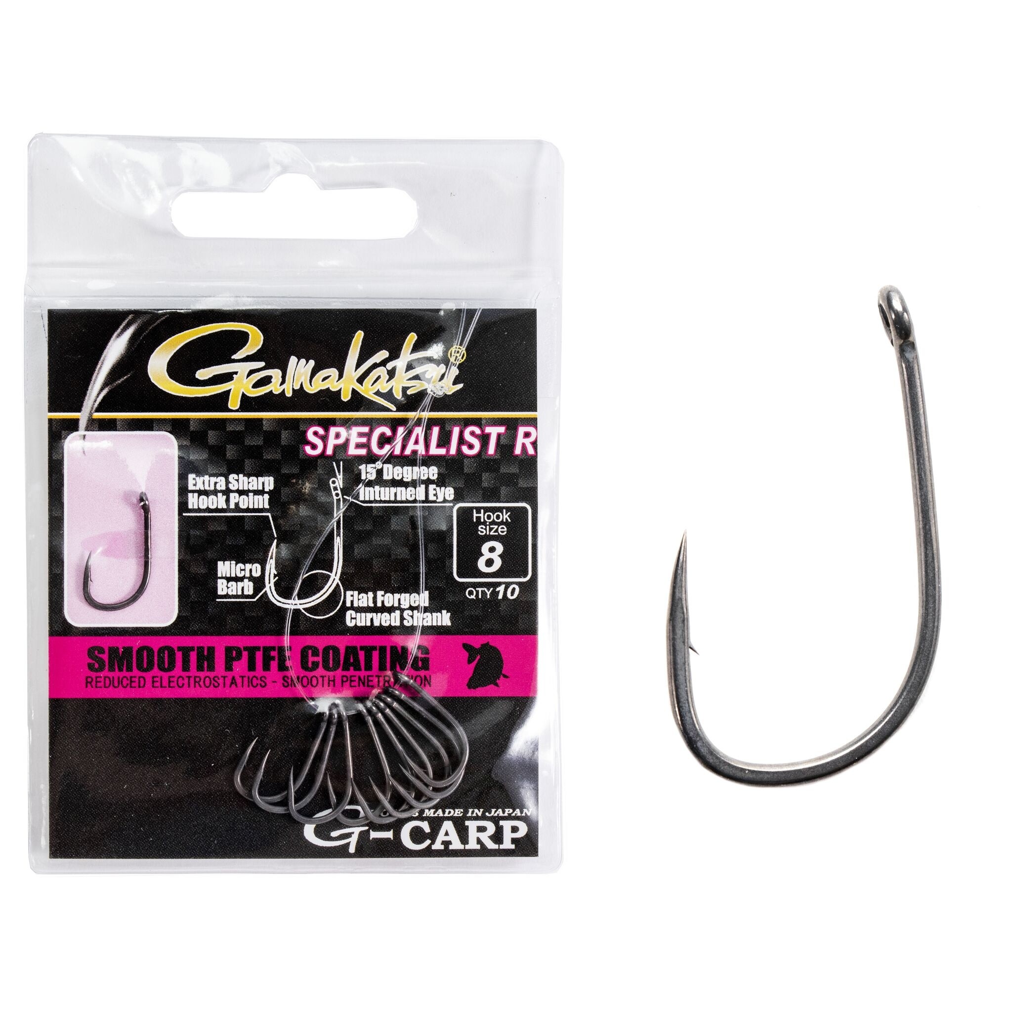 Крючок Одинарный Gamakatsu G-Carp Specialist R Hooks Grey №8 10 шт    185031-008 — характеристики,  особенности конструкции