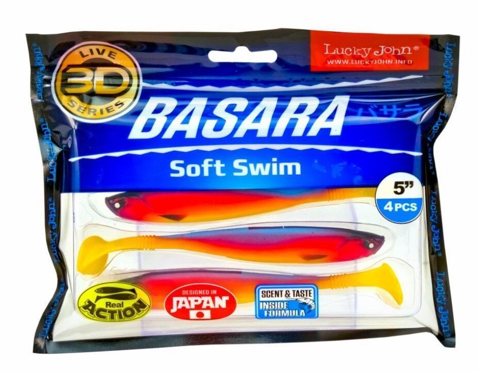 Силиконовая приманка Lucky John Basara Soft Swim 5.0in 127 мм 4 шт PG06 3D Series  140404-PG06 — крупный план
	                                    2