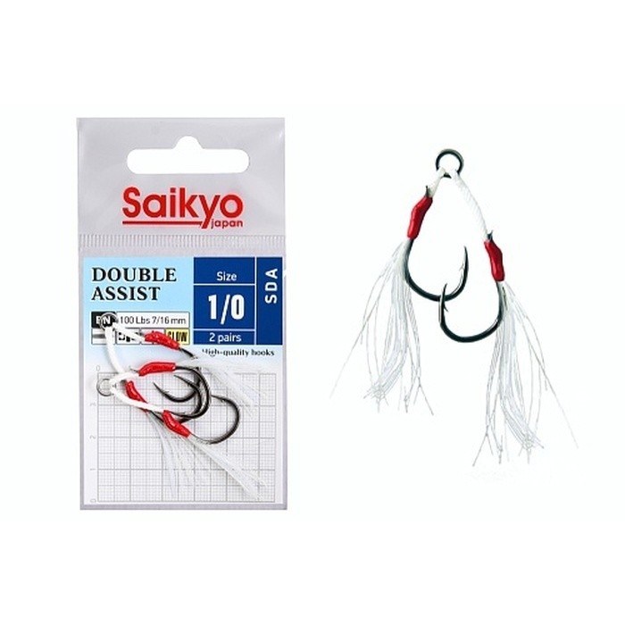 Крючок Ассист Saikyo Double Assist Sda №1/0 2 шт GLOW   SDA-1/0-2 — характеристики,  особенности конструкции