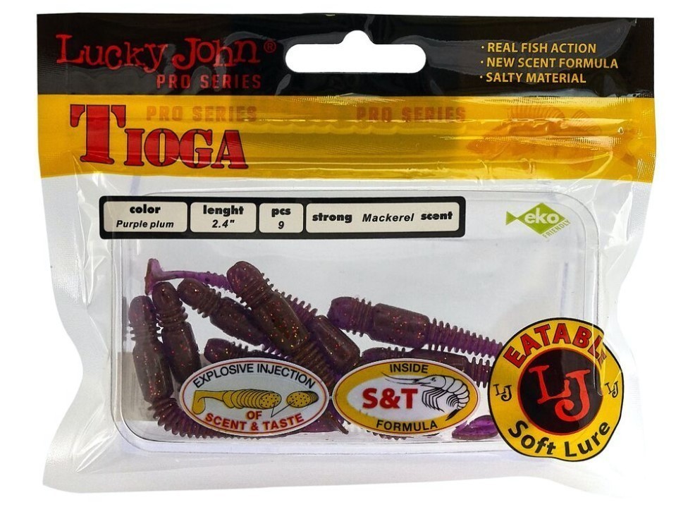 Силиконовая приманка Lucky John Tioga 2.4in 62 мм 9 шт S13 Pro Series  140119-S13 — крупный план
	                                    2