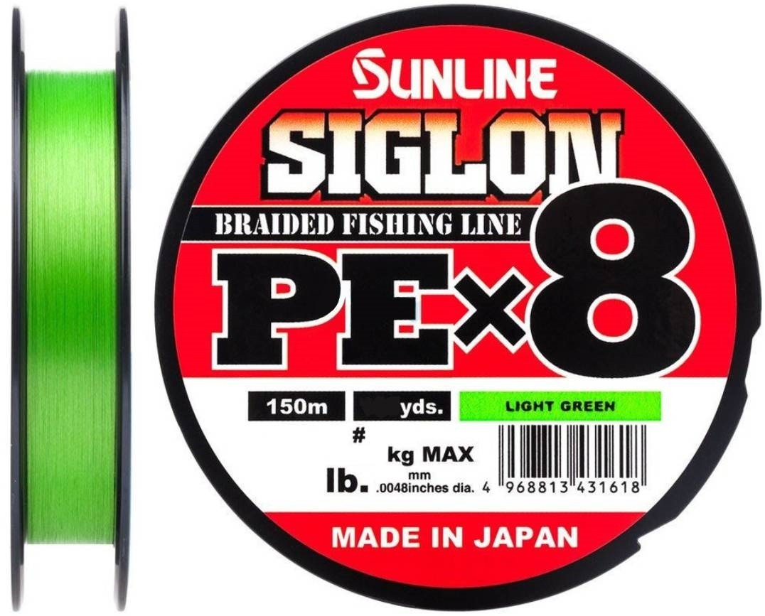Плетеный шнур Sunline Siglon PE X8 150 м  PE # 0,5 Light Green 0,121 мм — характеристики,
	                                    особенности конструкции