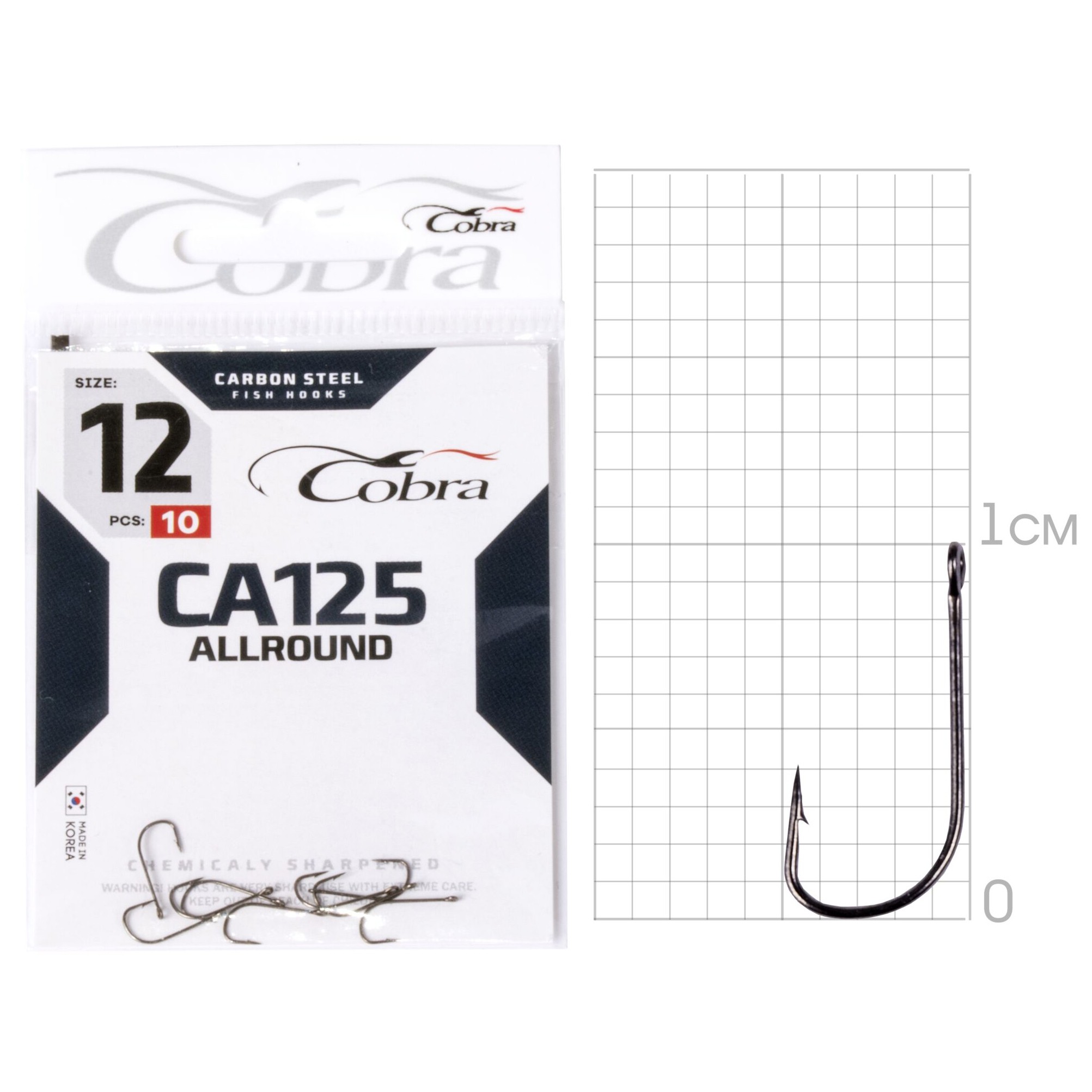 Крючок Одинарный Cobra Allround Struger CA125 №12 10 шт    CA125-012 — крупный план
	                                    1