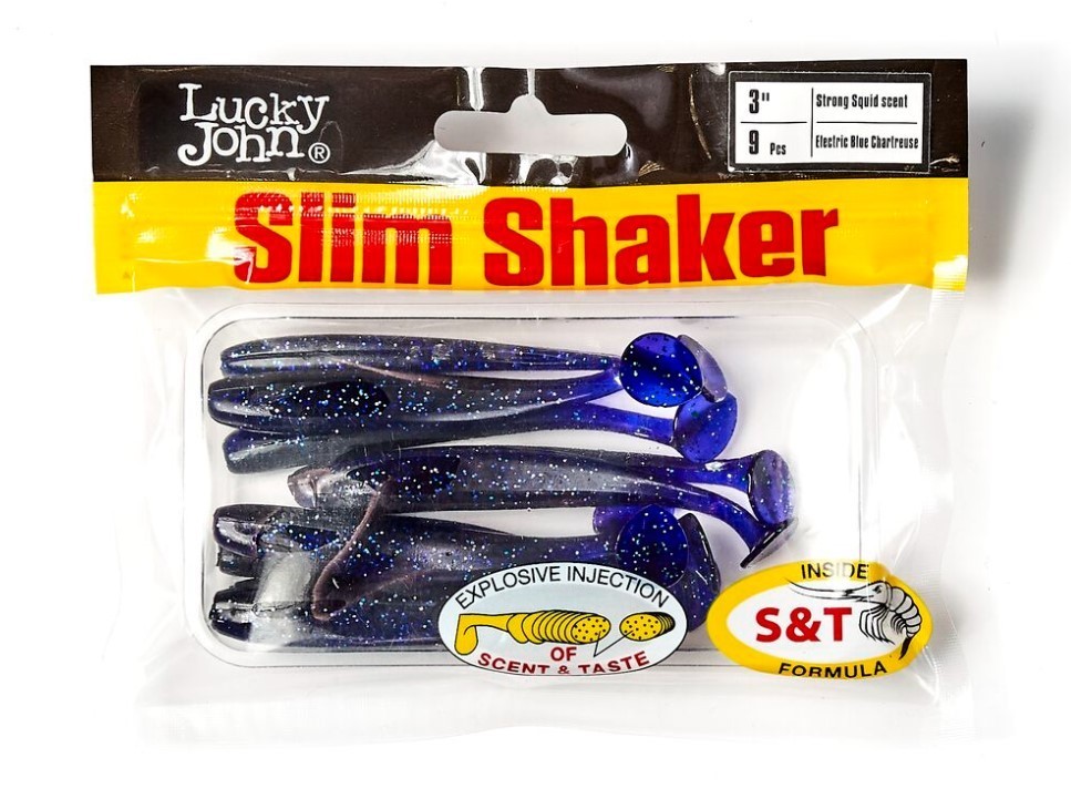 Силиконовая приманка Lucky John Slim Shaker 3in 76 мм 9 шт T52 Pro Series  140182-T52 — крупный план
	                                    2